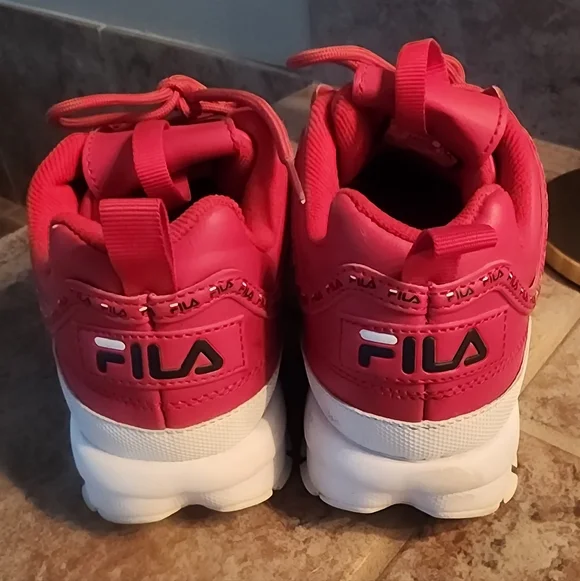 Fila Women's Chunky Low-Top Sneaker in Red and White - Picture 3 of 3